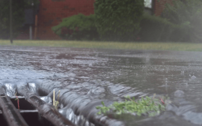 heavy rain and flooding affecting drains